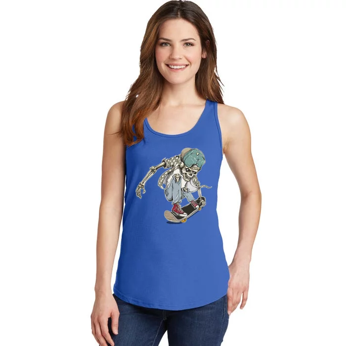 Skater Skeleton Cartoon Ladies Essential Tank