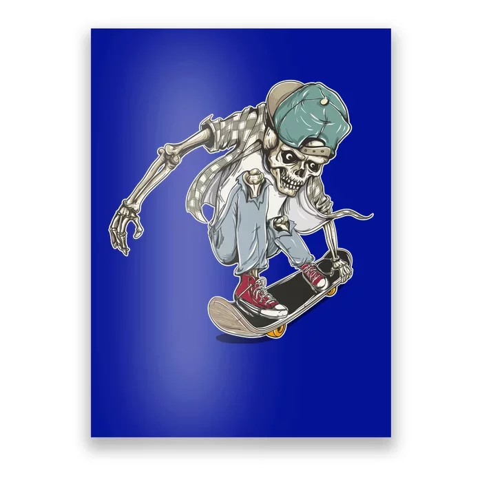 Skater Skeleton Cartoon Poster