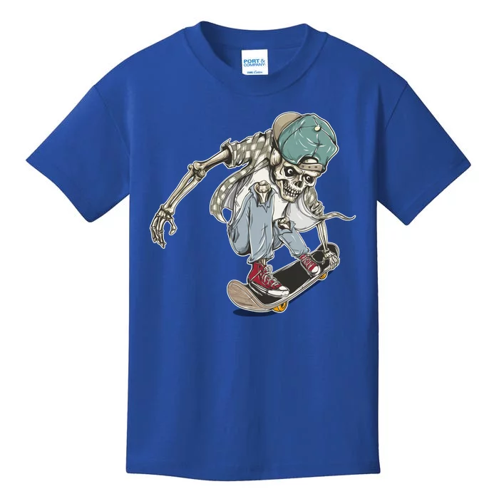 Skater Skeleton Cartoon Kids T-Shirt