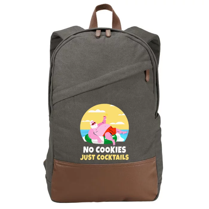 Santa Summer Christmas In July Xmas Cocktail Beach Gift Cotton Canvas Backpack