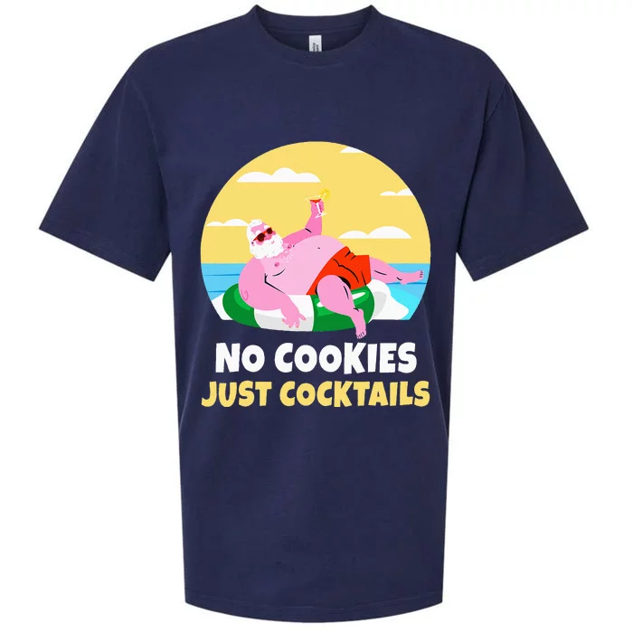 Santa Summer Christmas In July Xmas Cocktail Beach Gift Sueded Cloud Jersey T-Shirt