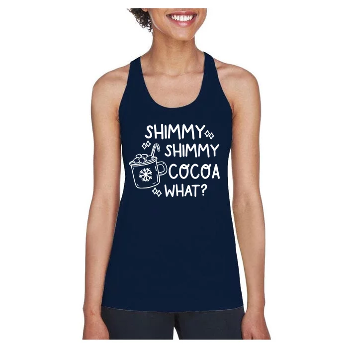 Shimmy Shimmy Cocoa What Apparel Merry Christmas Drink Women's Racerback Tank