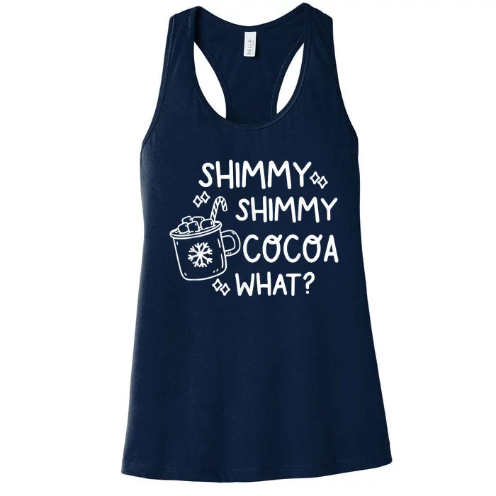 Shimmy Shimmy Cocoa What Apparel Merry Christmas Drink Women's Racerback Tank