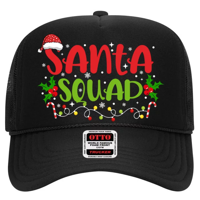 Santa Squad Christmas Holiday Festive High Crown Mesh Trucker Hat