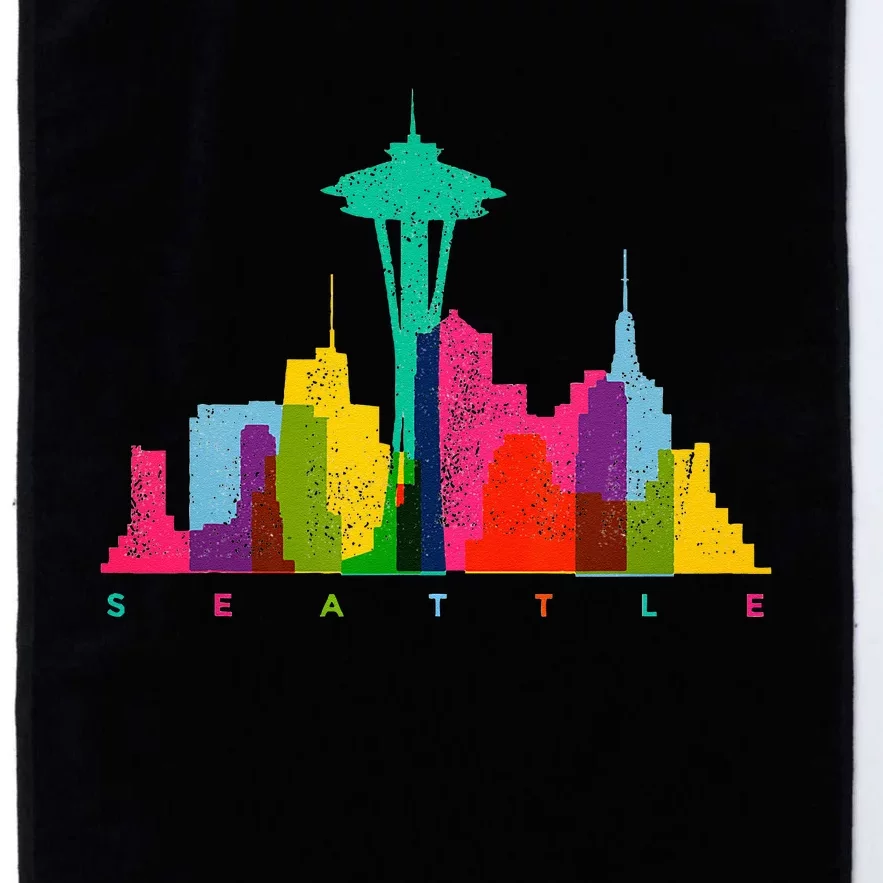 Seattle Skyline Colorful Washington Platinum Collection Golf Towel