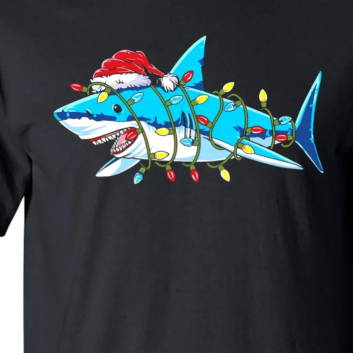 Santa Shark Christmas Lights Sharkmas Tall T-Shirt