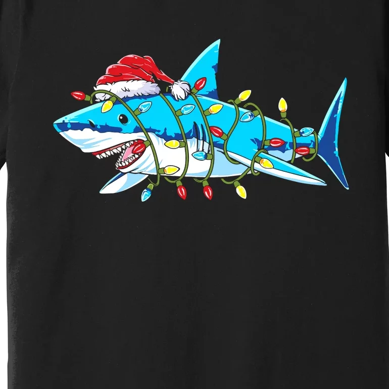 Santa Shark Christmas Lights Sharkmas Premium T-Shirt