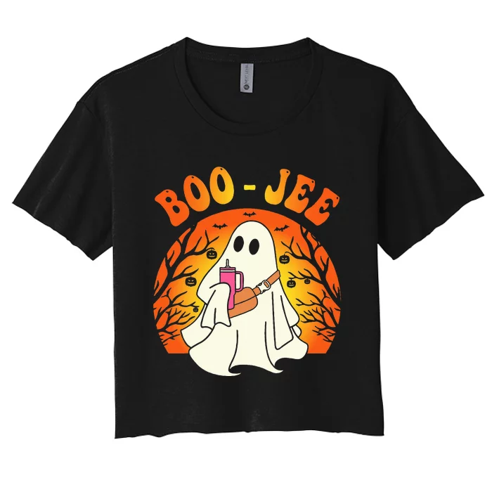 Spooky Season Cute Ghost Halloween Costume Boujee BooJee Women's Crop Top Tee