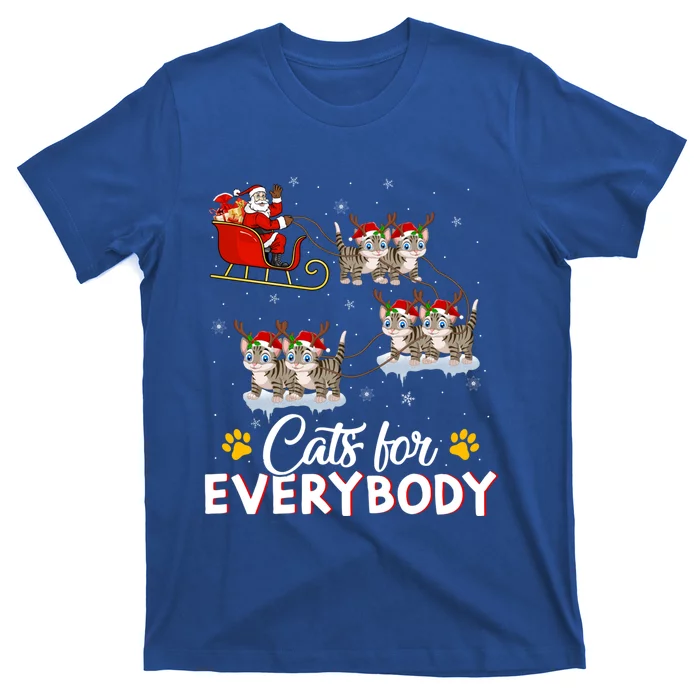 Santa Sleigh Cat Matching Cats For Everybody Christmas Gift T-Shirt