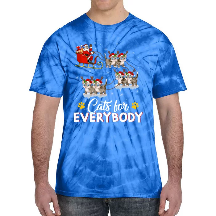 Santa Sleigh Cat Matching Cats For Everybody Christmas Gift Tie-Dye T-Shirt