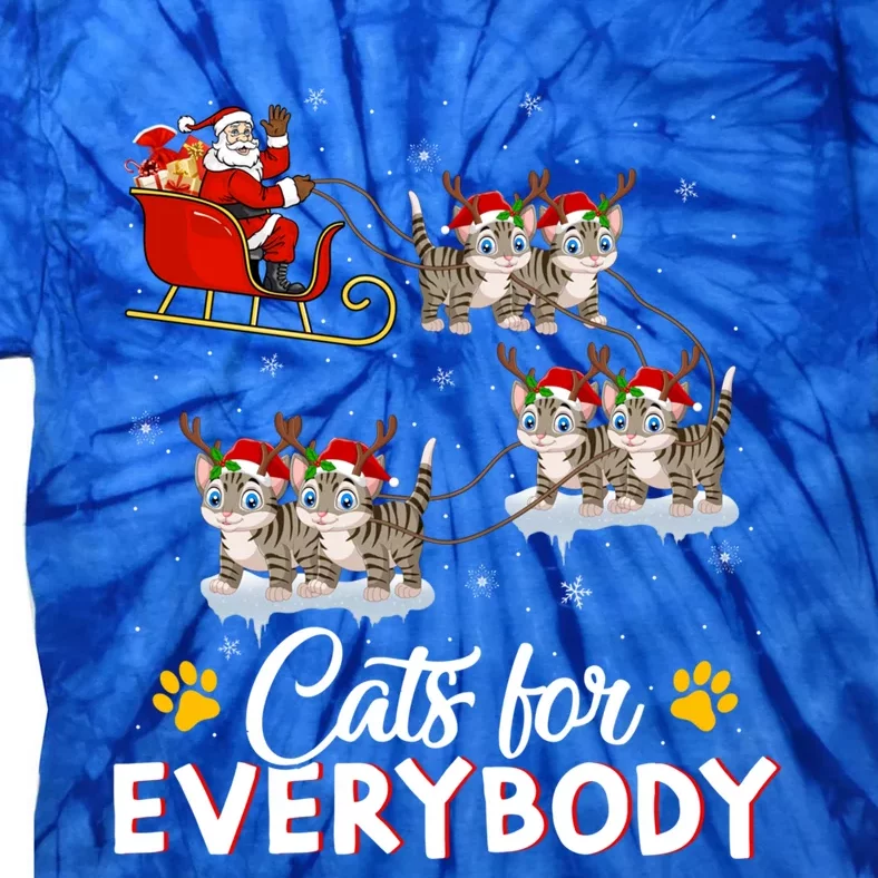 Santa Sleigh Cat Matching Cats For Everybody Christmas Gift Tie-Dye T-Shirt