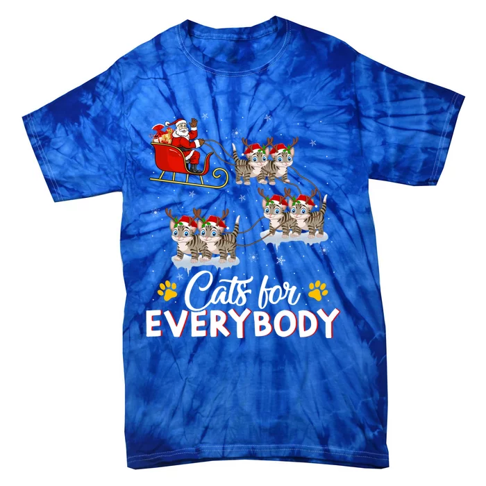 Santa Sleigh Cat Matching Cats For Everybody Christmas Gift Tie-Dye T-Shirt