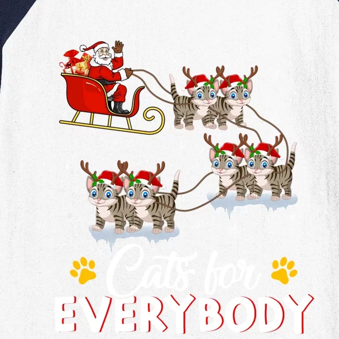 Santa Sleigh Cat Matching Cats For Everybody Christmas Gift Baseball Sleeve Shirt