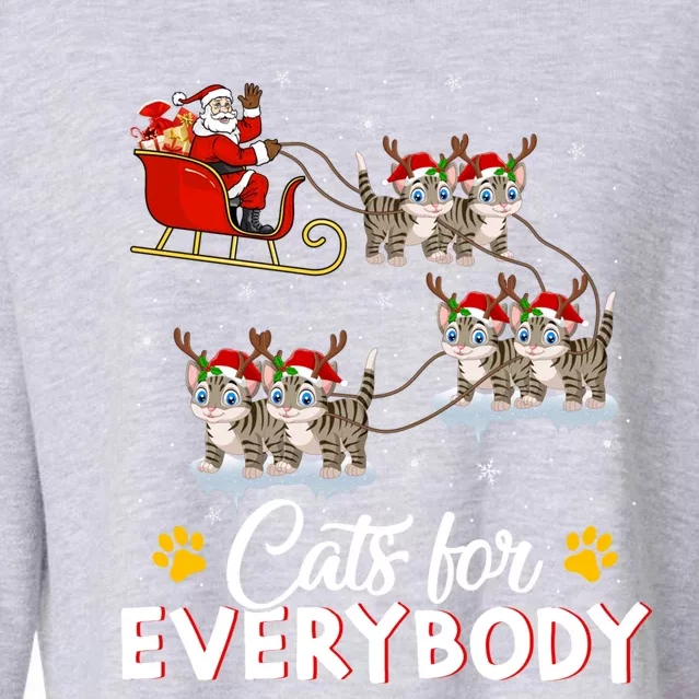 Santa Sleigh Cat Matching Cats For Everybody Christmas Gift Cropped Pullover Crew