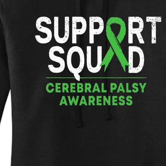 Support Squad Cerebral Palsy Awareness Month CP Green Ribbon Women's Pullover Hoodie