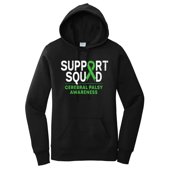 Support Squad Cerebral Palsy Awareness Month CP Green Ribbon Women's Pullover Hoodie