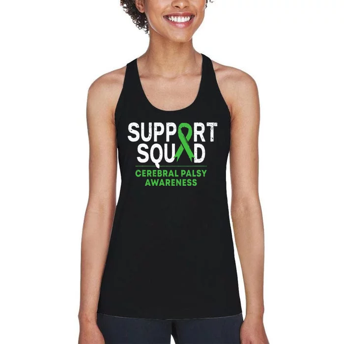 Support Squad Cerebral Palsy Awareness Month CP Green Ribbon Women's Racerback Tank