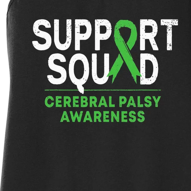 Support Squad Cerebral Palsy Awareness Month CP Green Ribbon Women's Racerback Tank