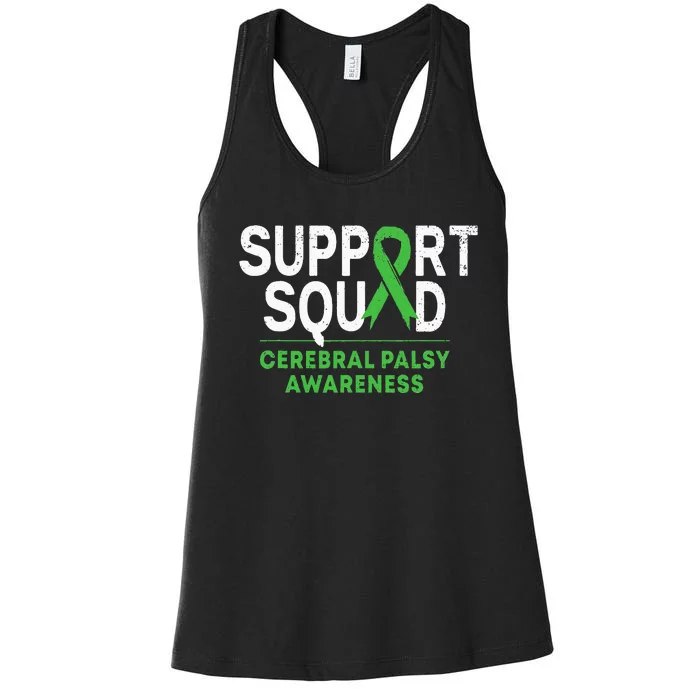 Support Squad Cerebral Palsy Awareness Month CP Green Ribbon Women's Racerback Tank