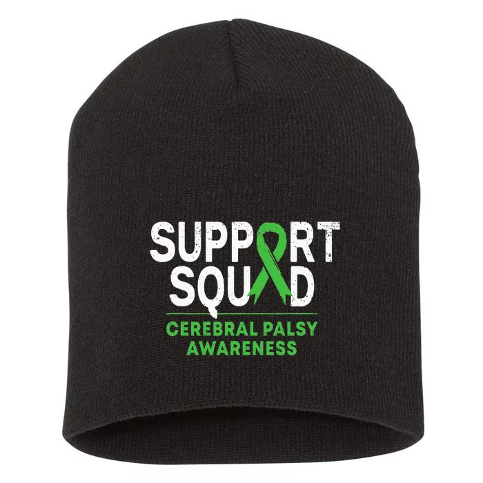 Support Squad Cerebral Palsy Awareness Month CP Green Ribbon Short Acrylic Beanie