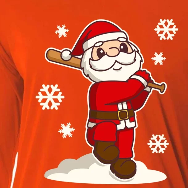 Sporty Santa Claus Baseball Christmas Gift Cooling Performance Long Sleeve Crew