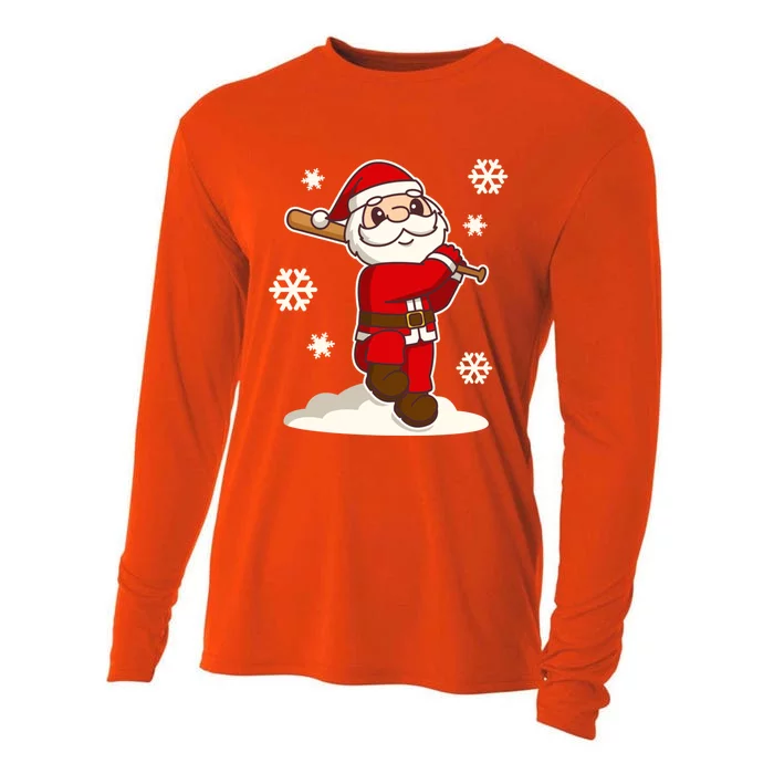 Sporty Santa Claus Baseball Christmas Gift Cooling Performance Long Sleeve Crew