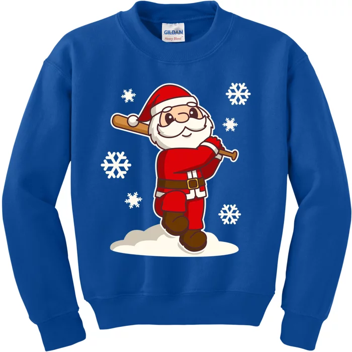 Sporty Santa Claus Baseball Christmas Gift Kids Sweatshirt