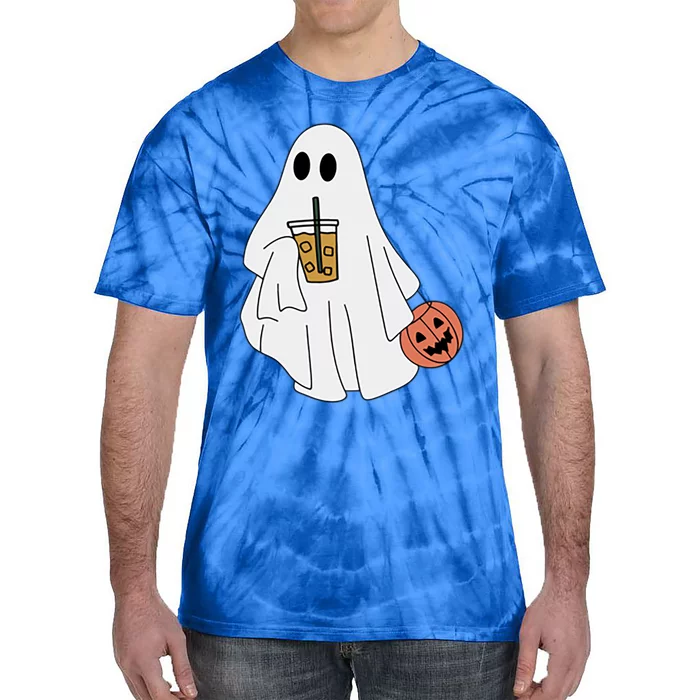 Spooky Season Cute Little Ghost Ice Coffee Halloween Costume Gift Tie-Dye T-Shirt