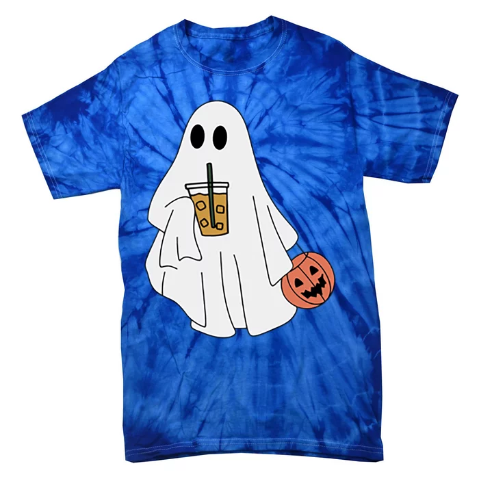 Spooky Season Cute Little Ghost Ice Coffee Halloween Costume Gift Tie-Dye T-Shirt