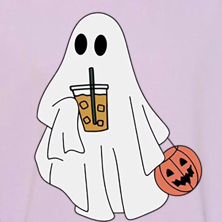 Spooky Season Cute Little Ghost Ice Coffee Halloween Costume Gift Garment-Dyed Sweatshirt