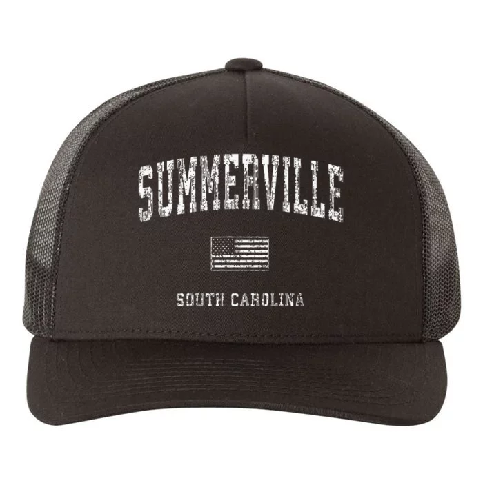 Summerville South Carolina Sc Vintage American Flag Yupoong Adult 5-Panel Trucker Hat