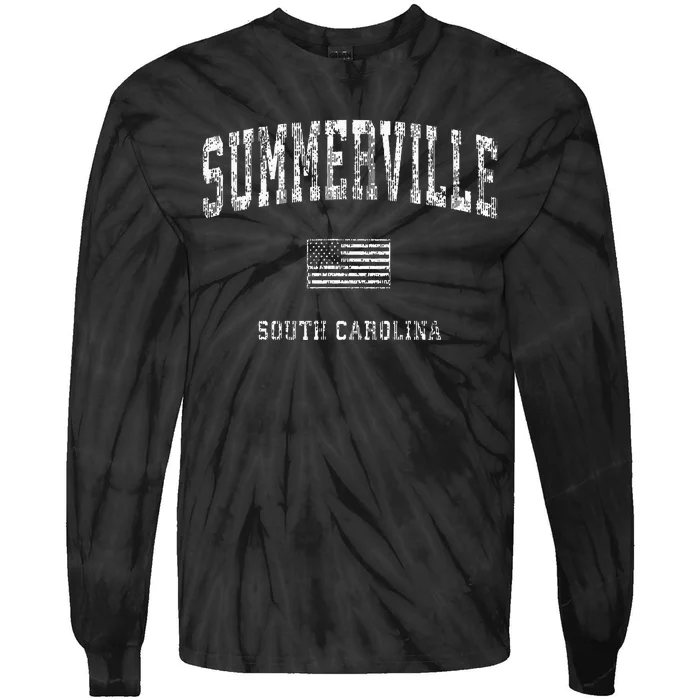 Summerville South Carolina Sc Vintage American Flag Tie-Dye Long Sleeve Shirt