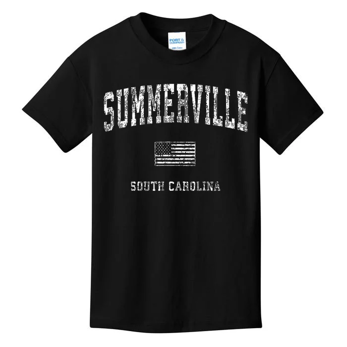 Summerville South Carolina Sc Vintage American Flag Kids T-Shirt