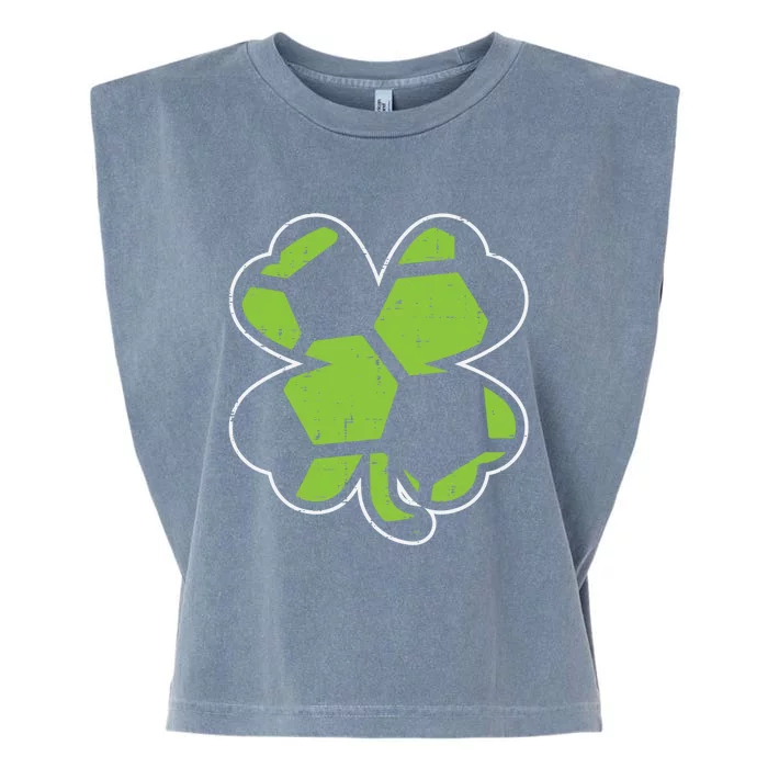 Soccer Shamrock Clover St Patricks Day Football Sports Gift Garment-Dyed Women's Muscle Tee