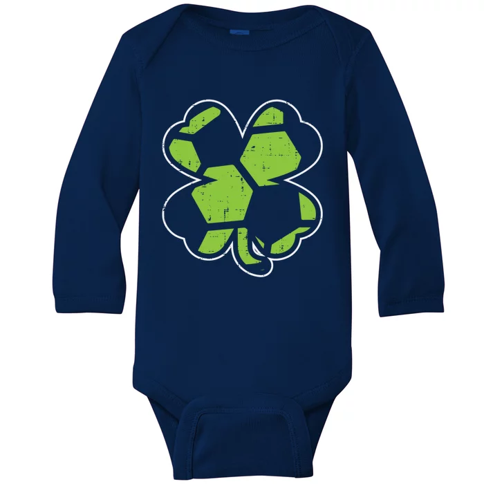 Soccer Shamrock Clover St Patricks Day Football Sports Gift Baby Long Sleeve Bodysuit