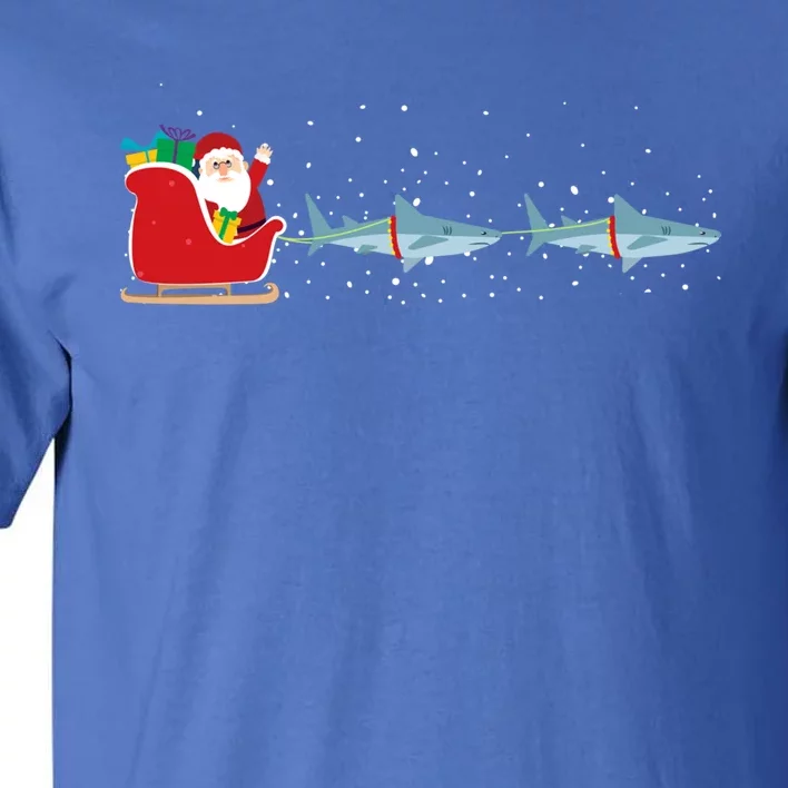 Shark Santa Christmas Sleigh Funny Shark Xmas Gift Tall T-Shirt