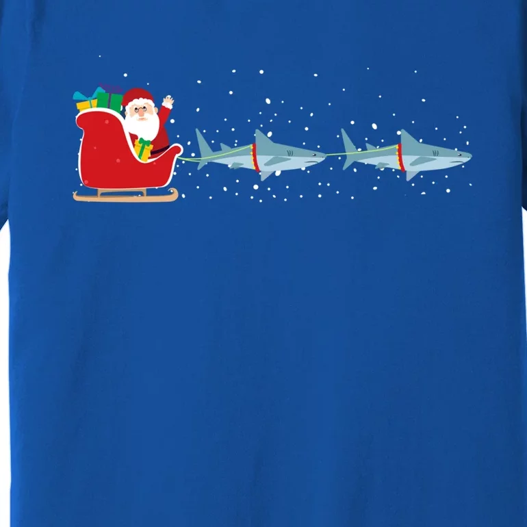 Shark Santa Christmas Sleigh Funny Shark Xmas Gift Premium T-Shirt