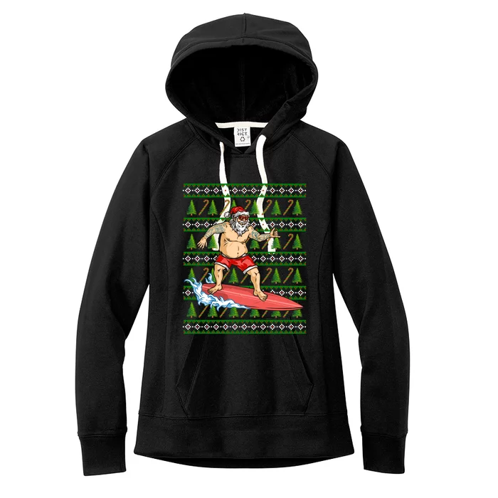 Santa Surfing Chistmas Season Gift Women's Fleece Hoodie