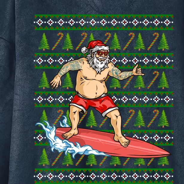 Santa Surfing Chistmas Season Gift Hooded Wearable Blanket