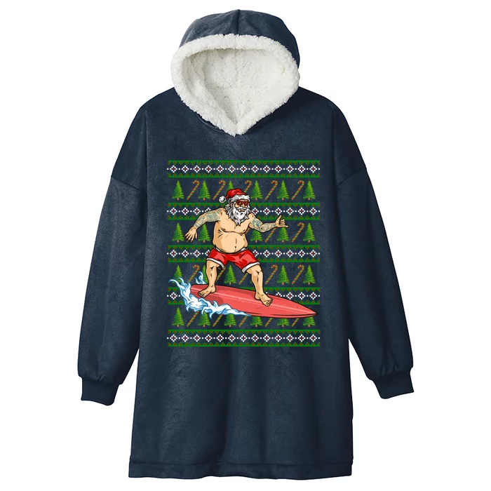 Santa Surfing Chistmas Season Gift Hooded Wearable Blanket