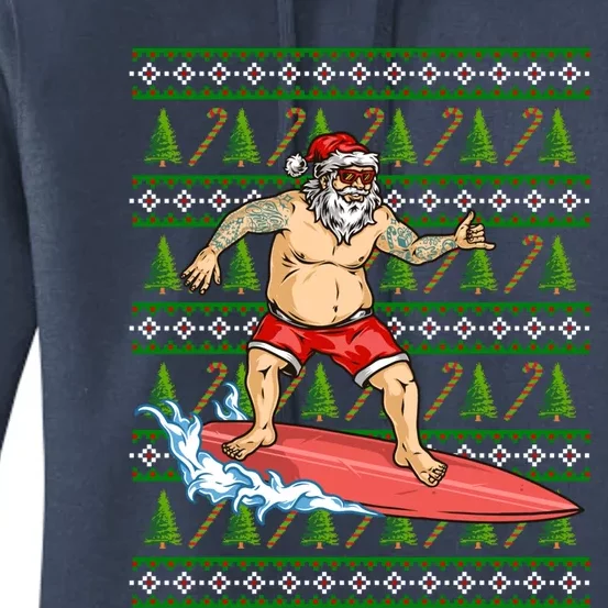 Santa Surfing Chistmas Season Gift Women's Pullover Hoodie