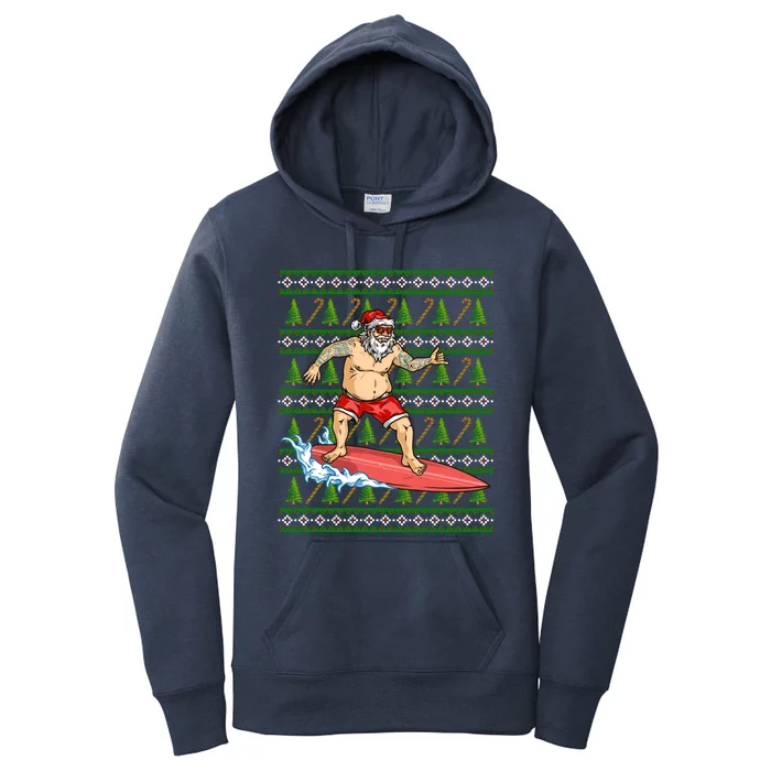 Santa Surfing Chistmas Season Gift Women's Pullover Hoodie