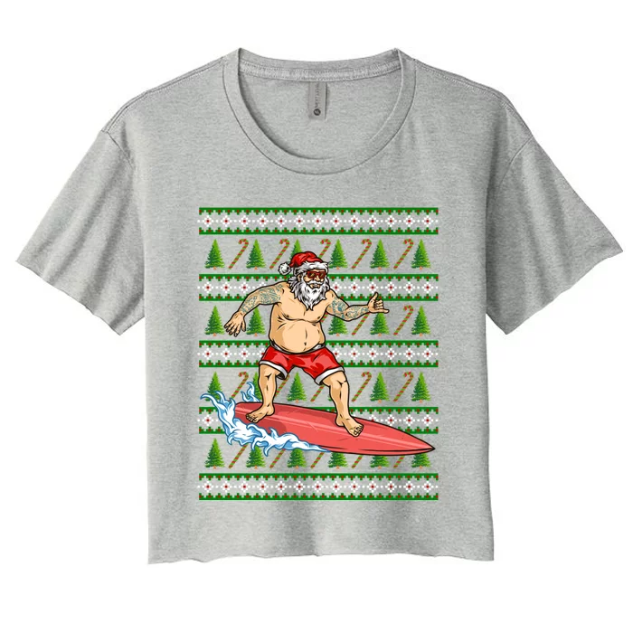 Santa Surfing Chistmas Season Gift Women's Crop Top Tee