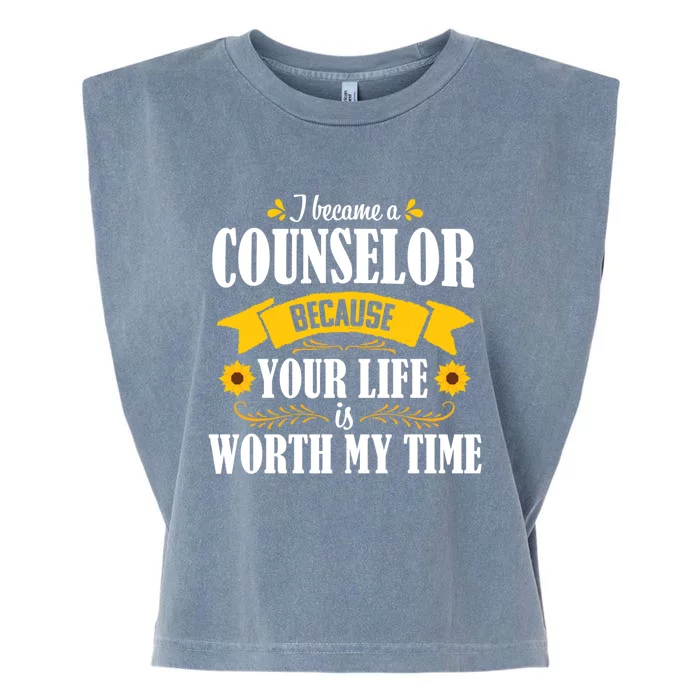 Sunflower School Counselor Guidance Appreciation Gift Great Gift Garment-Dyed Women's Muscle Tee