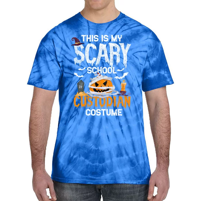 Scary School Custodian Funny Halloween Janitor Graphic Great Gift Tie-Dye T-Shirt