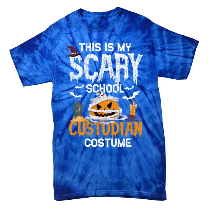 Scary School Custodian Funny Halloween Janitor Graphic Great Gift Tie-Dye T-Shirt