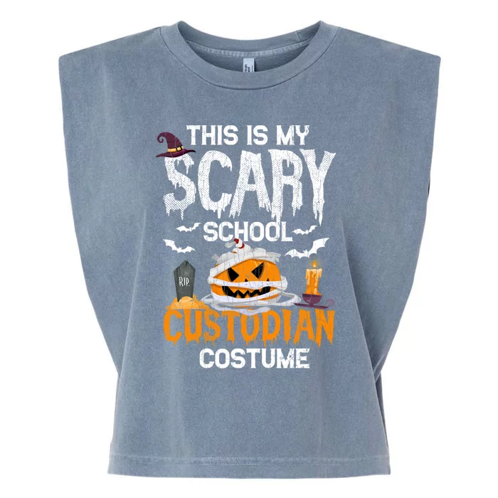 Scary School Custodian Funny Halloween Janitor Graphic Great Gift Garment-Dyed Women's Muscle Tee