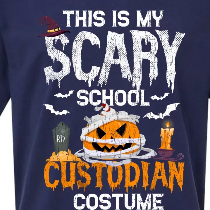 Scary School Custodian Funny Halloween Janitor Graphic Great Gift Sueded Cloud Jersey T-Shirt