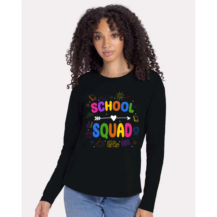 School Squad Colorful Education Fun Womens Cotton Relaxed Long Sleeve T-Shirt