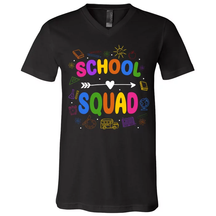 School Squad Colorful Education Fun V-Neck T-Shirt